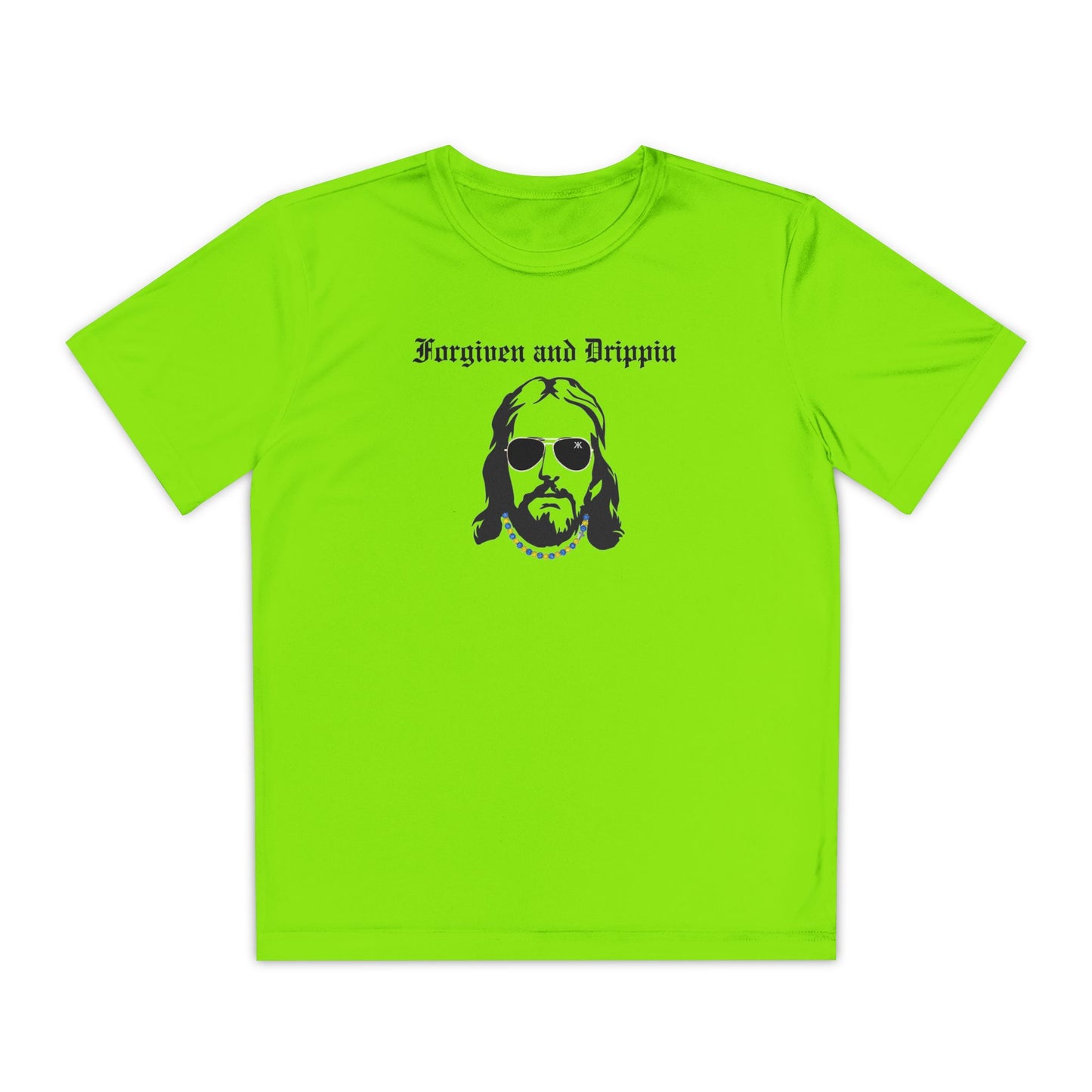 Forgiven and Drippin Jesus Youth Moisture Wicking tee