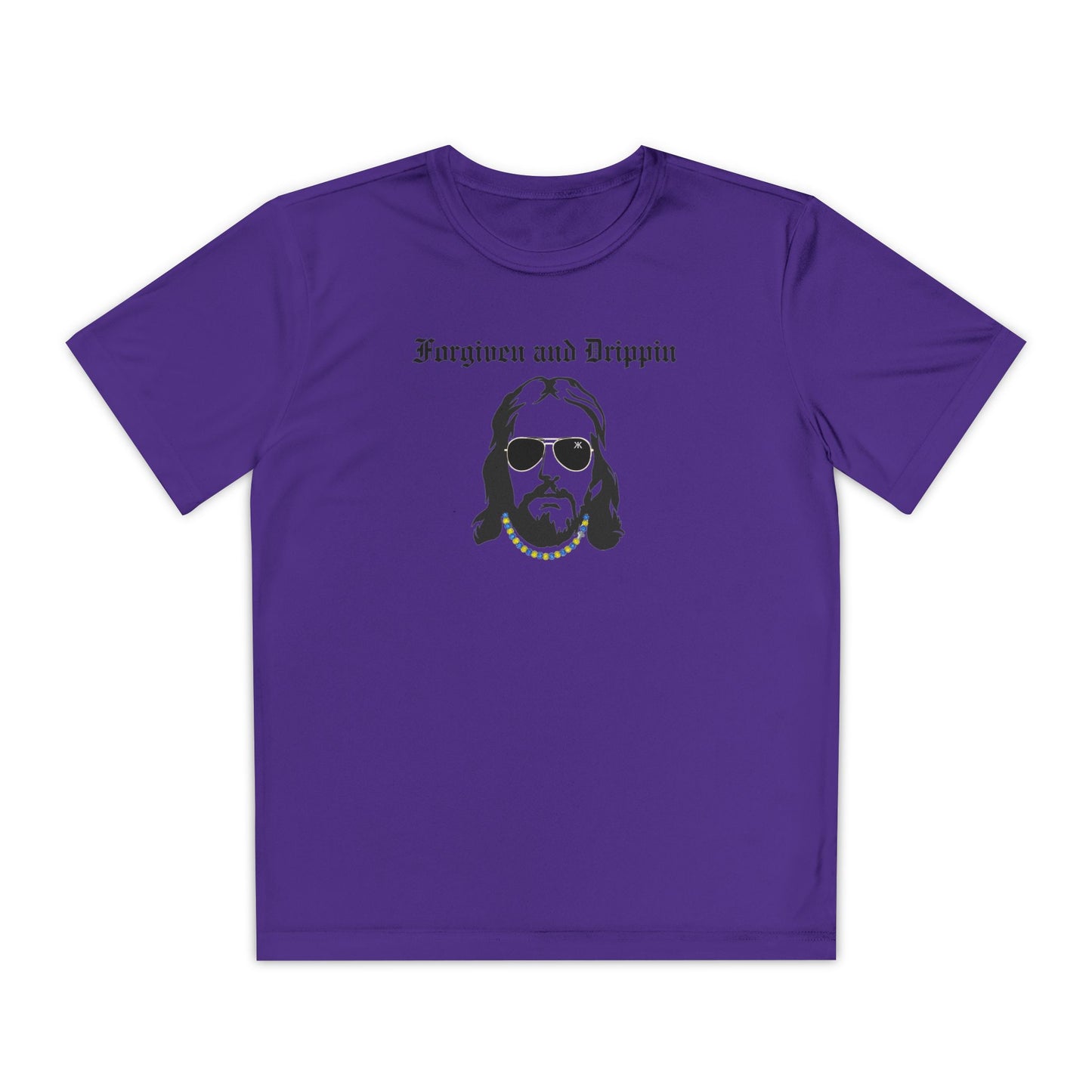 Forgiven and Drippin Jesus Youth Moisture Wicking tee