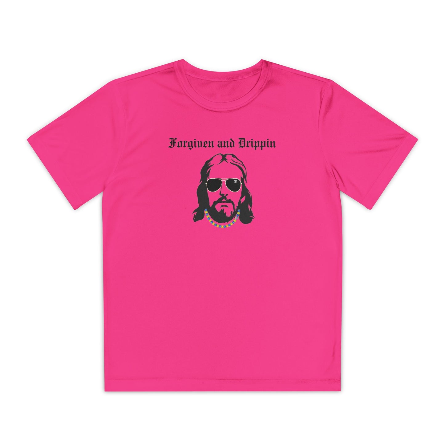 Forgiven and Drippin Jesus Youth Moisture Wicking tee