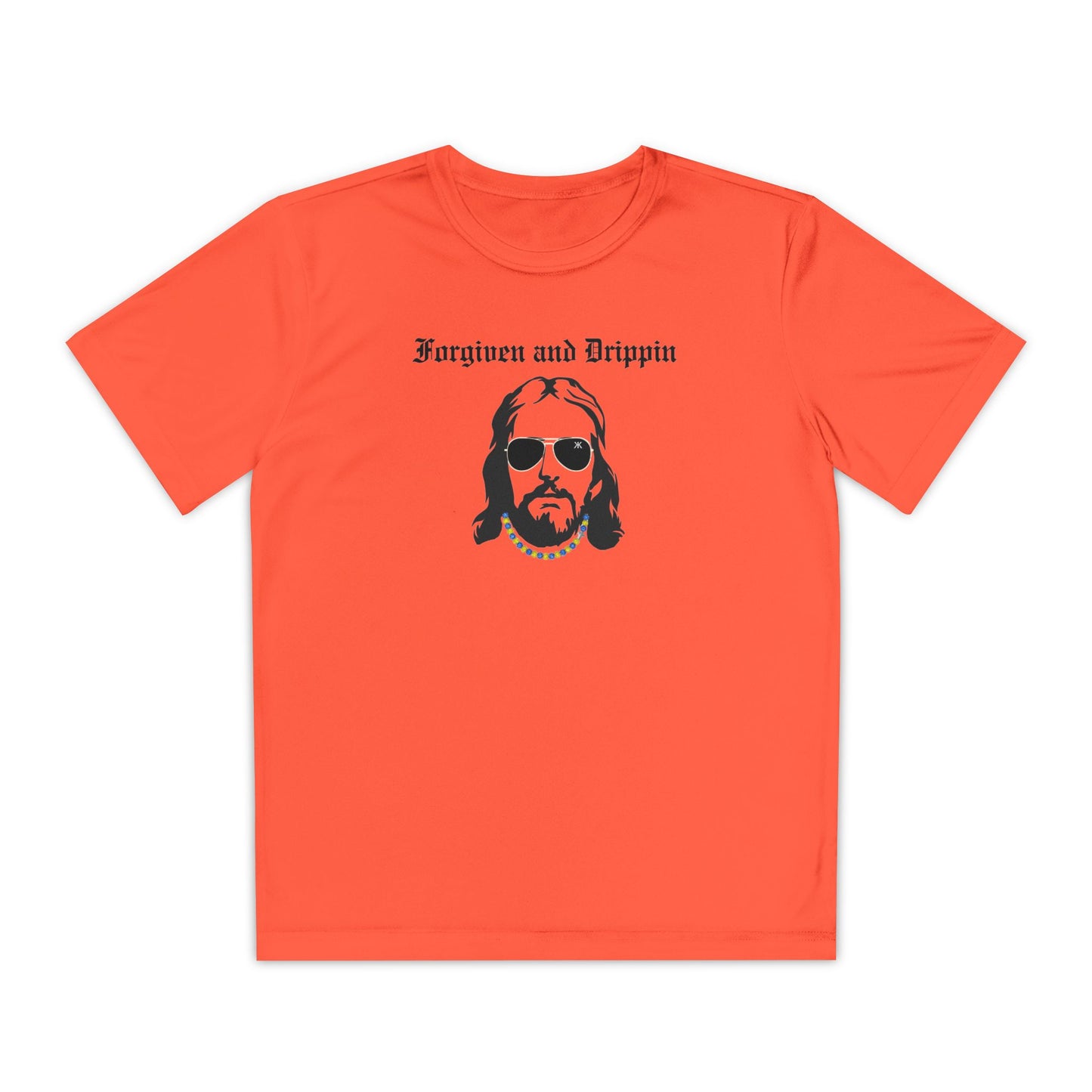 Forgiven and Drippin Jesus Youth Moisture Wicking tee
