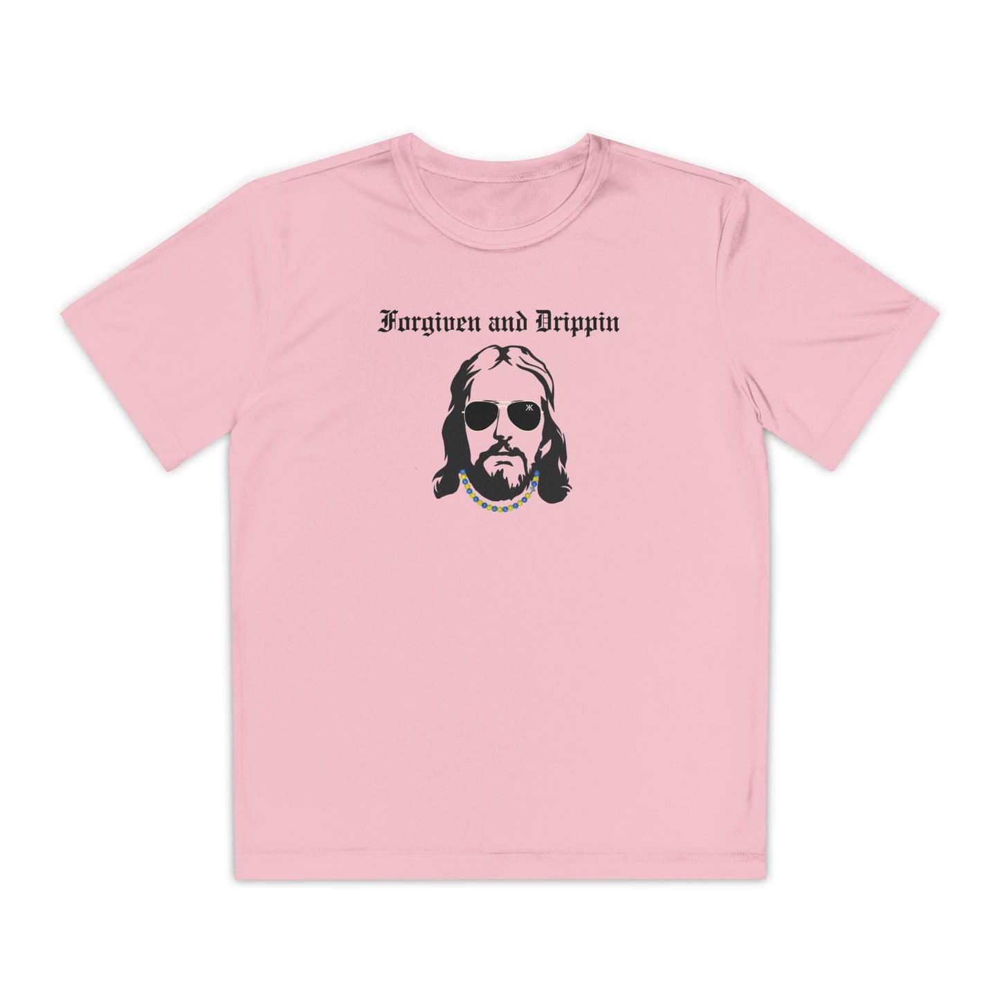 Forgiven and Drippin Jesus Youth Moisture Wicking tee